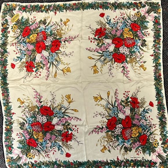 Gucci Accessories - Paolo Gucci Rare Vintage Silk Floral Scarf 90cm Square